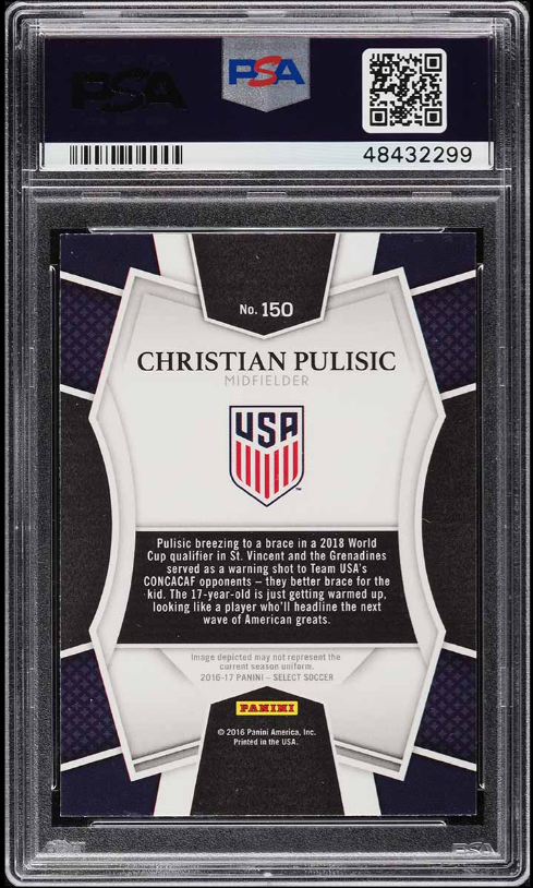 Graded 2016 Panini Select Christian Pulisic #150 Soccer Card PSA 10 Gem Mint