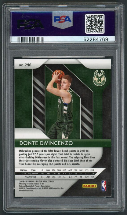 Graded 2018 Panini Prizm Donte DiVincenzo #246 Rookie RC Basketball Card PSA 10 Gem Mint
