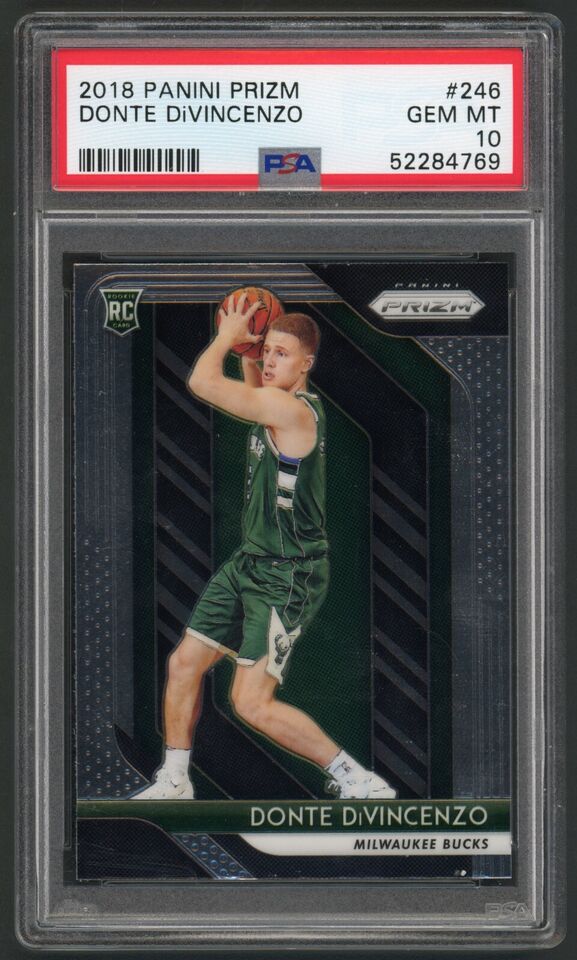 Graded 2018 Panini Prizm Donte DiVincenzo #246 Rookie RC Basketball Card PSA 10 Gem Mint