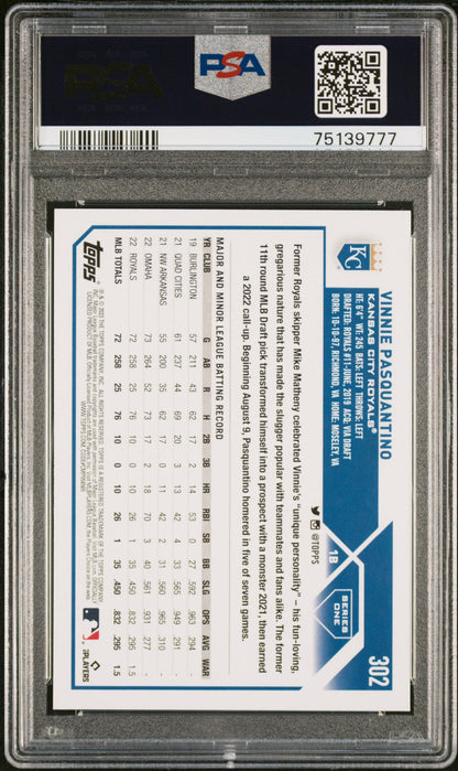 Graded 2023 Topps Vinnie Pasquantino #302 Rookie RC Baseball Card PSA 10 Gem Mint