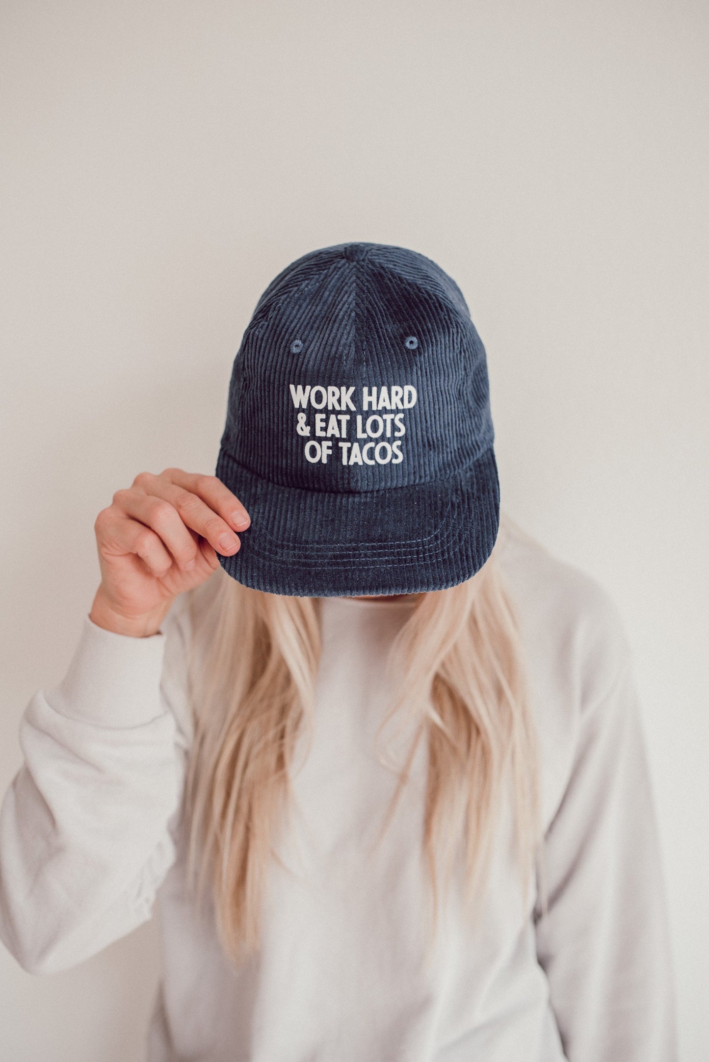 Work Hard & Eat Lots Of Tacos Corduroy Cap