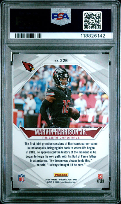 Graded 2024 Panini Phoenix Marvin Harrison Jr #226 Ice Rookie RC Football Card PSA 10 Gem Mint