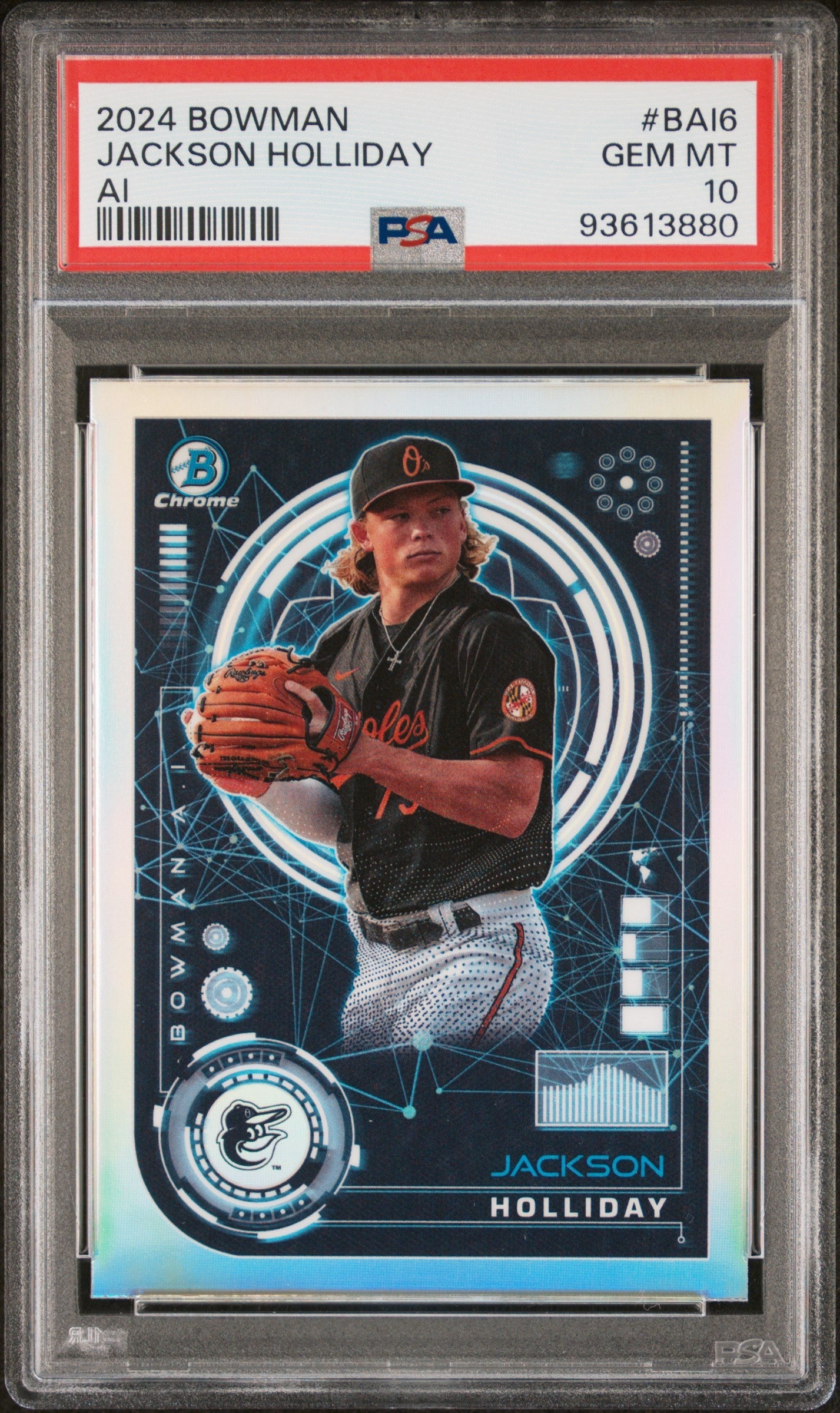 Graded 2024 Topps Bowman Jackson Holliday #BAI6 AI Rookie RC Baseball Card PSA 10 Gem Mint