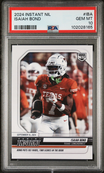 Graded 2024 Panini Instant NIL Isaiah Bond #IBA Rookie RC Football Card PSA 10 Gem Mint