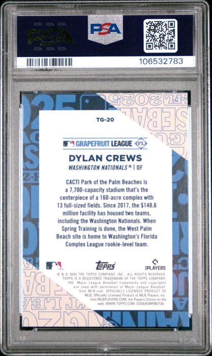 Graded 2025 Topps Dylan Crews #TG20 Training Grounds Rookie RC Baseball Card PSA 10 Gem Mint