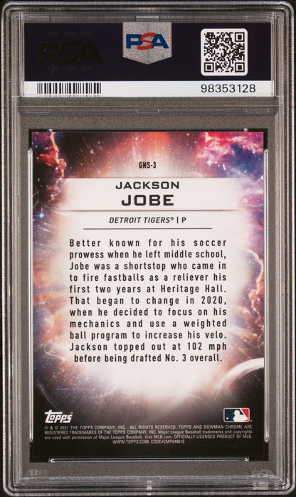 Graded 2021 Topps Bowman Draft Jackson Jobe #GNS3 Genesis Green Refractor /99 Rookie RC Baseball Card PSA 10 Gem Mint