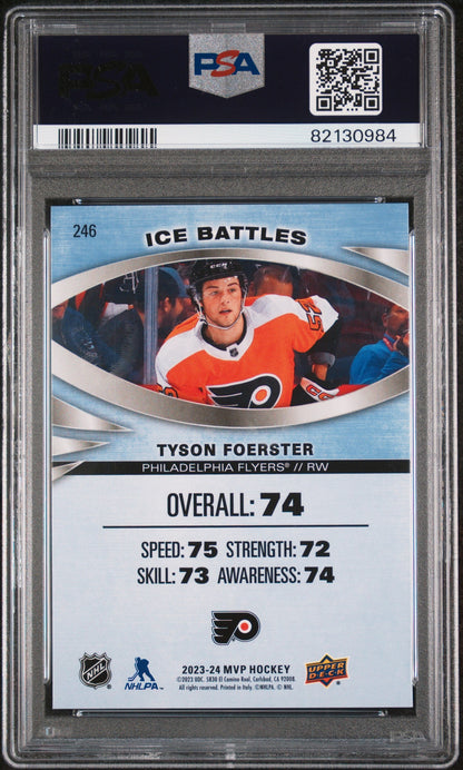 Graded 2023 Upper Deck MVP Tyson Foerster #246 Ice Battles Rookie RC Hockey Card PSA 10 Gem Mint