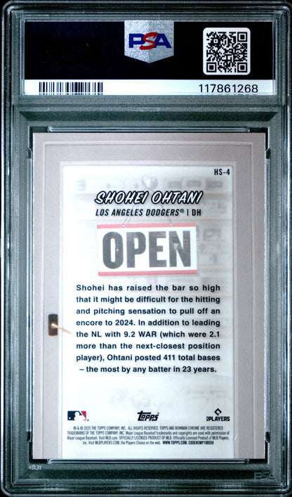 Graded 2025 Topps Bowman Shohei Ohtani #HS4 Hobby Stars Baseball Card PSA 10 Gem Mint