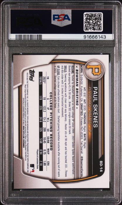 Graded 2023 Topps Bowman Draft Paul Skenes #BD14 Rookie RC Baseball Card PSA 9 Mint
