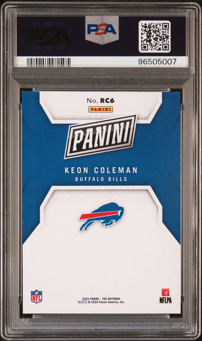 Graded 2024 Panini NSCC Silver Pack Keon Coleman #6 Rookies-Foil Rookie RC Football Card PSA 10 Gem Mint