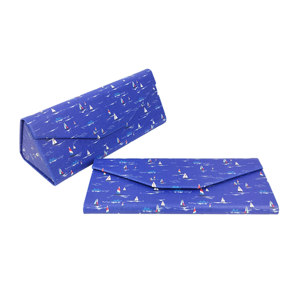 Sailboat Glasses Case - Vegan Leather Folding Hard Shell  Case
