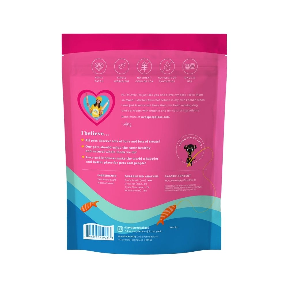 Ava's Pet Palace Crunchy Jerky Dog Treats - Snappin' Salmon Treats (4 oz)