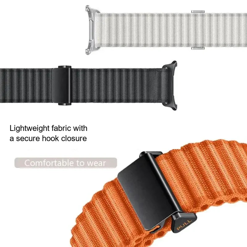 Samsung Galaxy Watch Ultra & Ultra 2 Ribbed Fabric Loop, Hook Closure