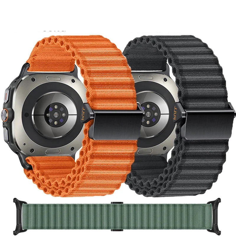 Samsung Galaxy Watch Ultra & Ultra 2 Ribbed Fabric Loop, Hook Closure