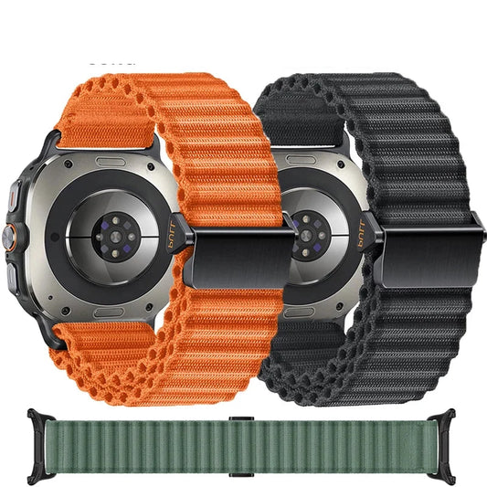 Samsung Galaxy Watch Ultra & Ultra 2 Ribbed Fabric Loop, Hook Closure