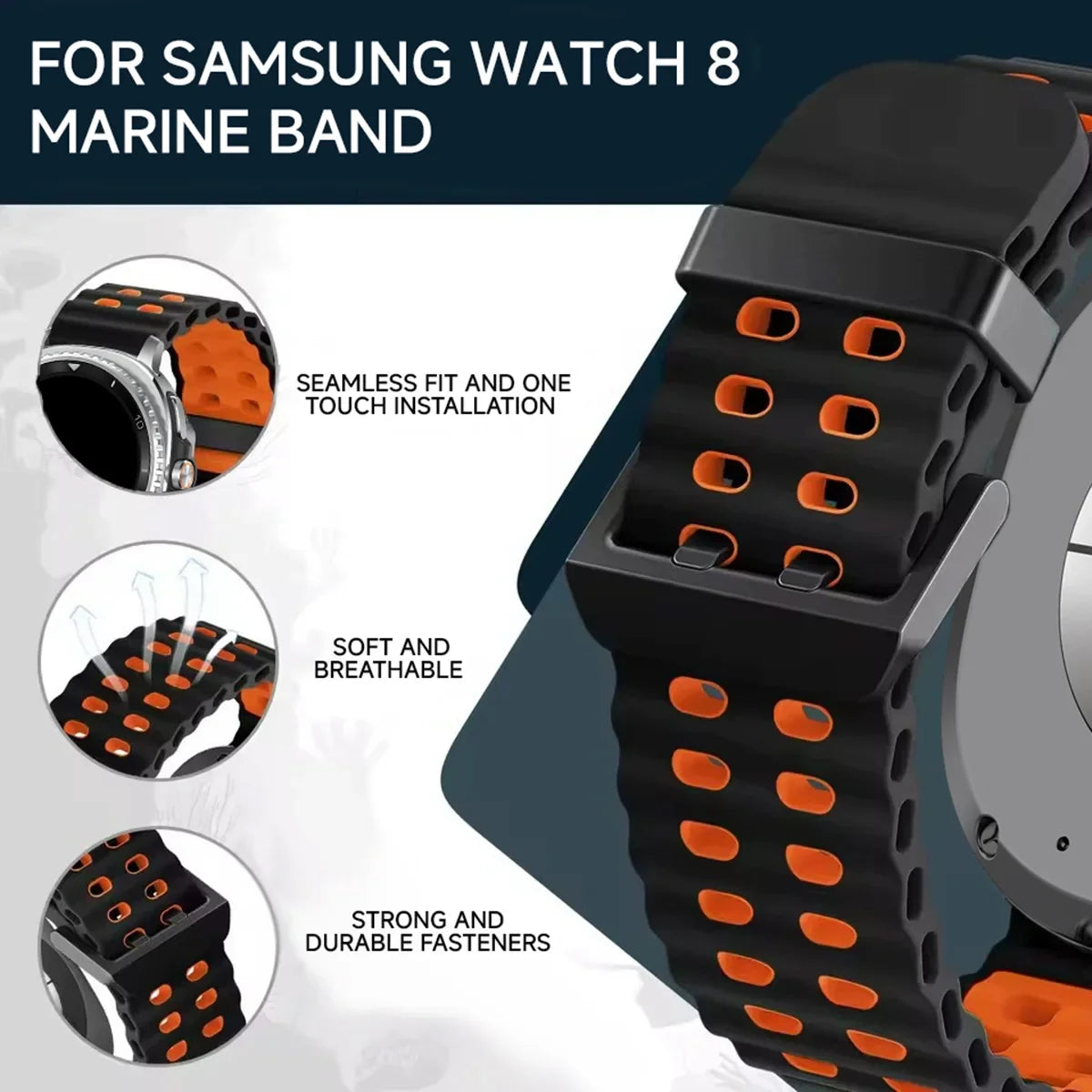 Samsung Galaxy Watch8, 8 Classic & 9 Two-Tone Vented Silicone Band