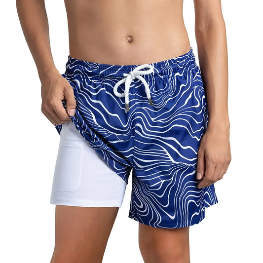 Sand Waves, Harbor and Surf Boys Hybrid Short, Swim and Play Trunk