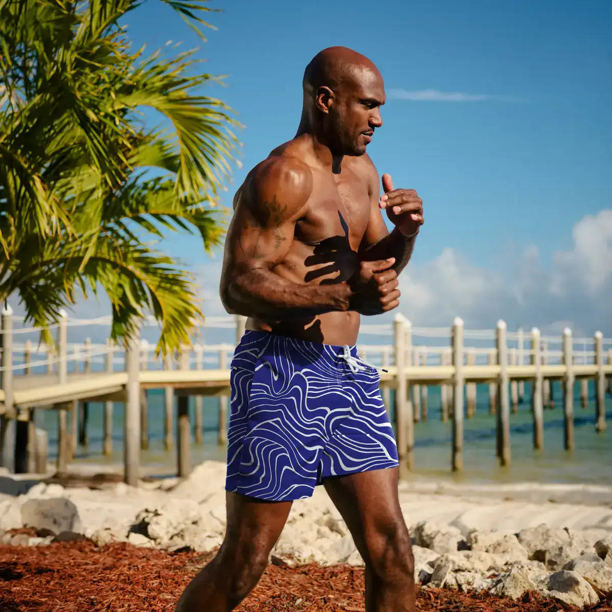 Sand Waves, Harbor and Surf Hybrid Short, Compression Lined Swim and Resort Trunk