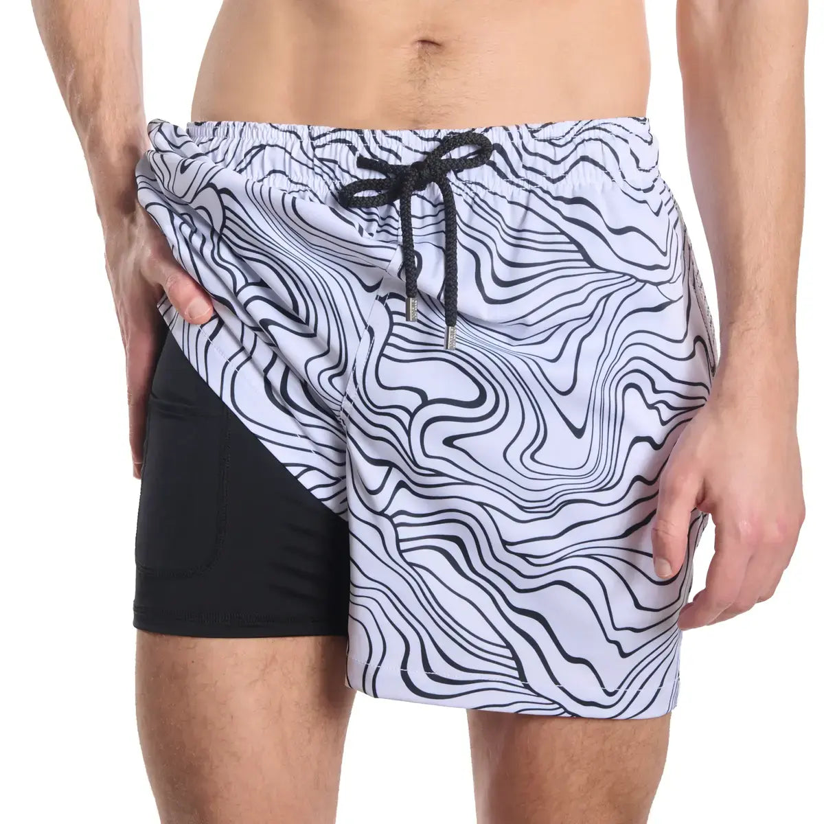 Sand Waves, Surf and Storm Hybrid Short, Compression Lined Swim and Resort Trunk