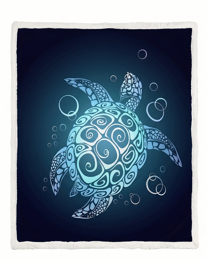 Oceanic Turtle Sherpa Throw Blanket