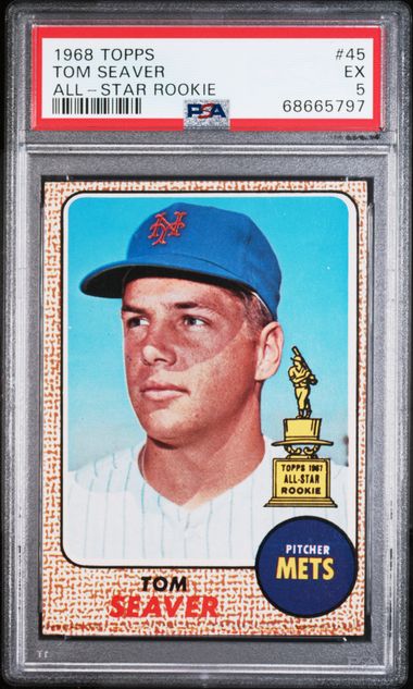 Graded 1968 Topps Tom Seaver #45 All Star Rookie Baseball Card PSA 5 EX