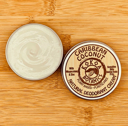 CARIBBEAN COCONUT - Natural Deodorant Cream - Sensitive Skin - Baking Soda Free  - 2.5 oz