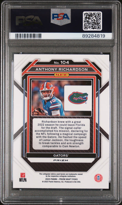 Graded 2023 Panini Prizm Draft Picks Anthony Richardson #104 Silver Rookie RC Football Card PSA 10 Gem Mint