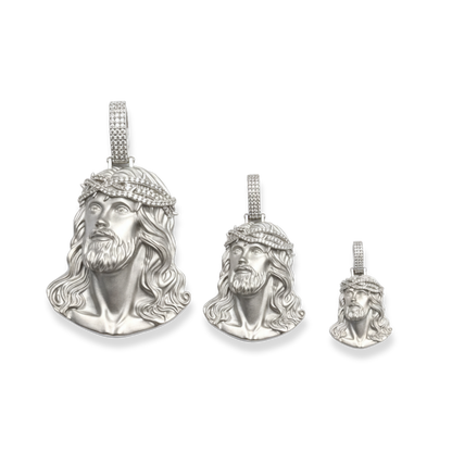Moissanite Jesus Piece Pendant Solid 925 Sterling Silver Matte Finish