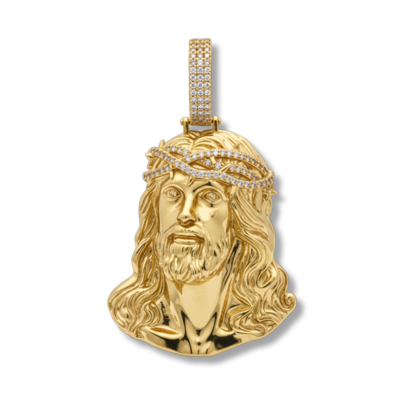 Moissanite Jesus Piece Pendant in 14K Gold 925 Sterling Silver