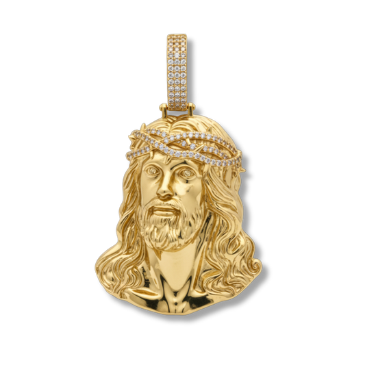 Moissanite Jesus Piece Pendant in 14K Gold 925 Sterling Silver