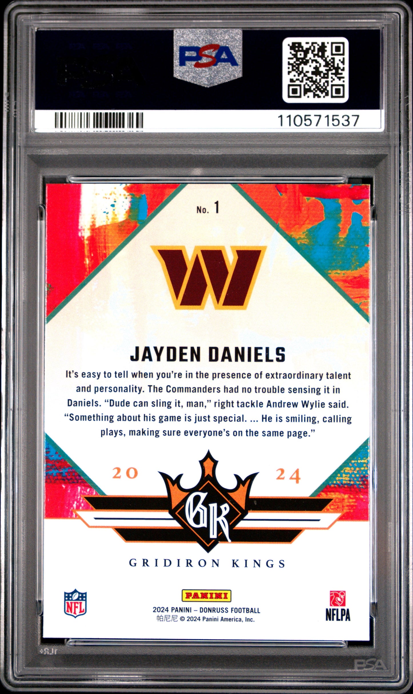 Graded 2024 Panini Donruss Jayden Daniels #1 Rookie Gridiron Kings Rookie RC Football Card PSA 10 Gem Mint