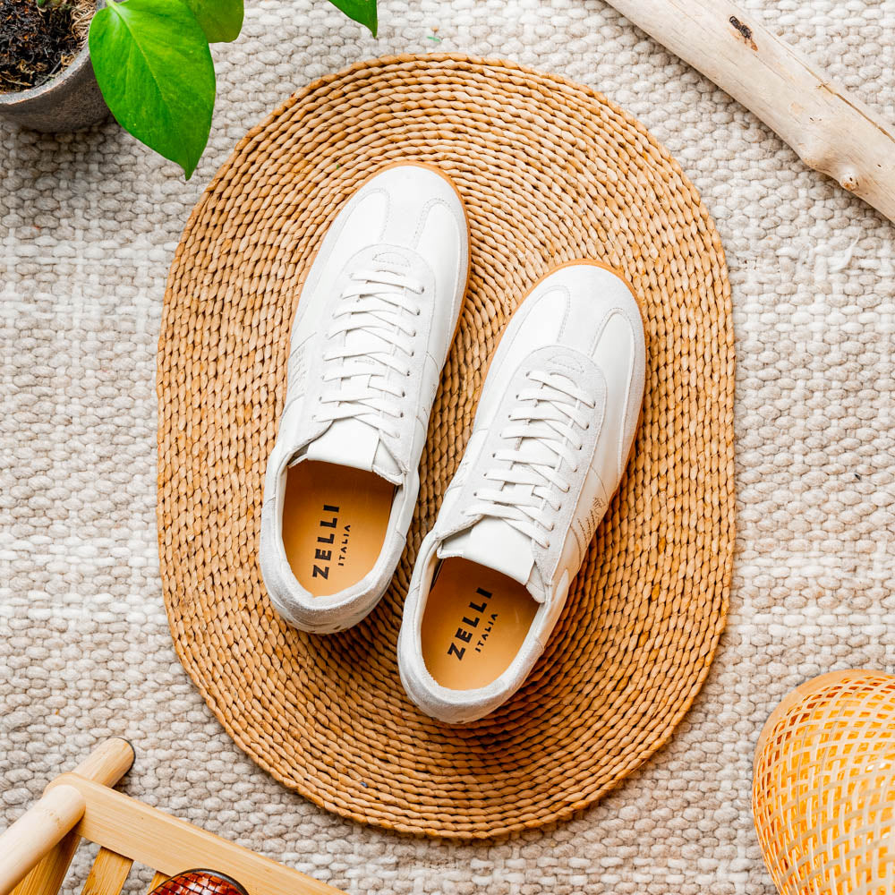 65-400-WHT SHIZZO Signature Leather Sneakers, White