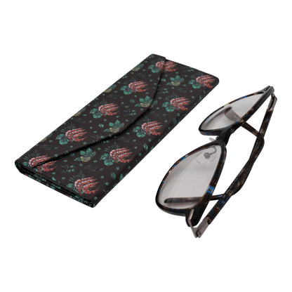 Shrimp Print Glasses Case - Vegan Leather Magic Folding Hardcase