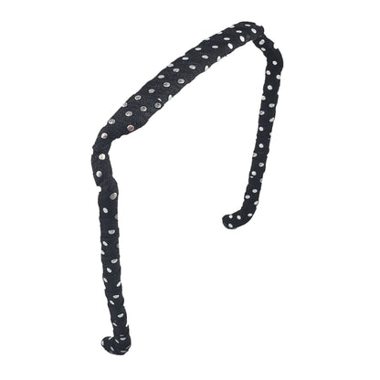 Silver Polka Dots on Black Headband
