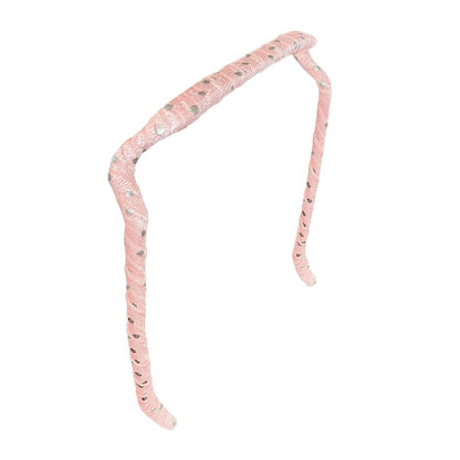 Silver Polka Dots on Pink Headband