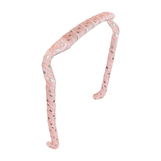 Silver Polka Dots on Pink Headband
