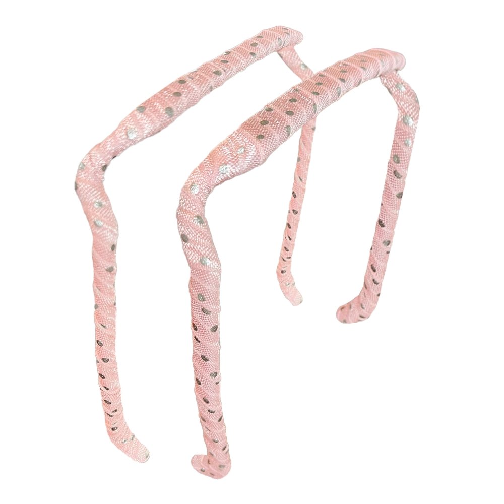 Silver Polka Dots on Pink Headband