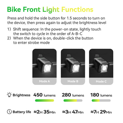 SKL01 Electric Bike Horn Front Light Horn and Light 2-in-1 450lm 2300mAh