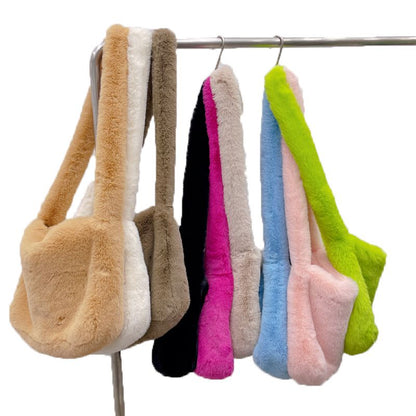 Small Messenger Bag With Colorful Faux Fur
