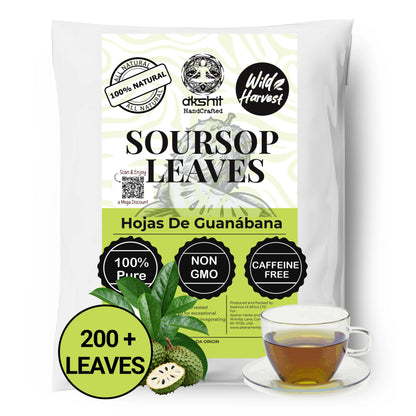200+ Premium Dried Soursop Graviola Leaves Tea – 2.6 oz , 100% Natural Soursop Tea, Caffeine-Free Herbal Tea (Hoja Guanabana)