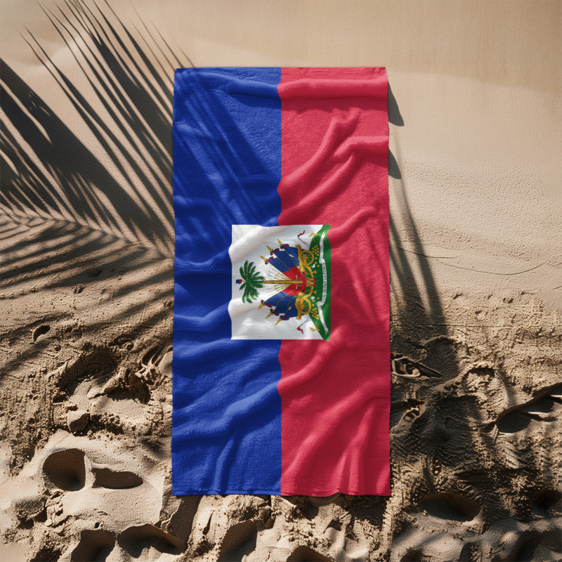 Haiti Flag Beach Towel