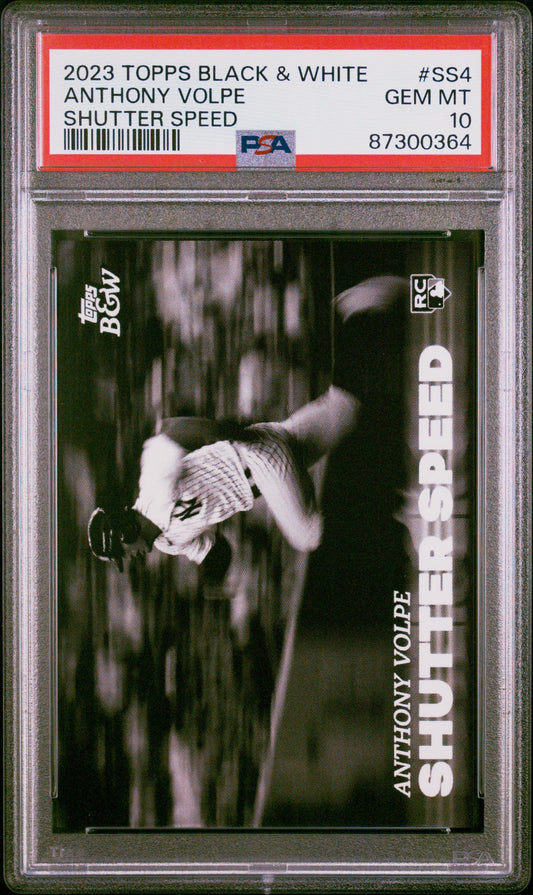 Graded 2023 Topps Black & White Anthony Volpe #SS4 Shutter Speed Rookie RC Baseball Card PSA 10 Gem Mint