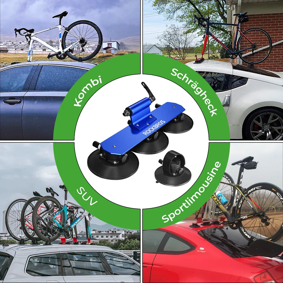 ROCKBROS Suction Cup Bike Rack for Car Roof Quick Release Sucker Mount