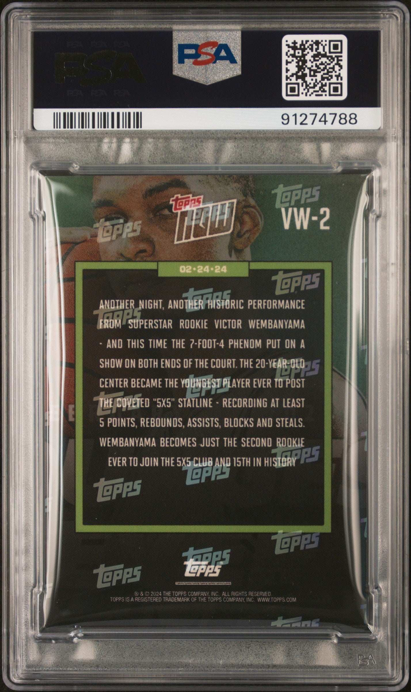 Graded 2023 Topps Now Victor Wembanyama #VW2 Rookie RC Basketball Card PSA 10 Gem Mint