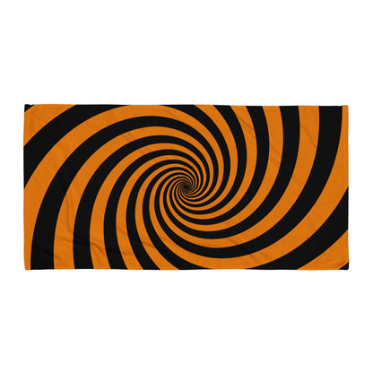Black and Orange Spiral Towel