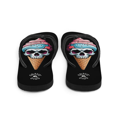 Grave Digs Skull Ice Cream Cone Flip Flops