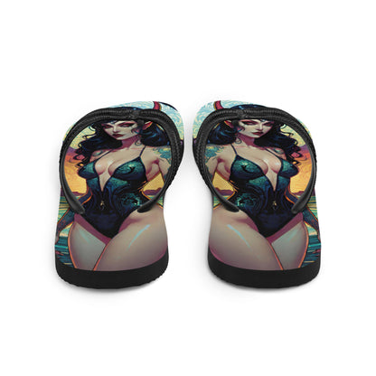 Colorful Summer Succubus in a Swimsuit 2 Gothic Flip Flops