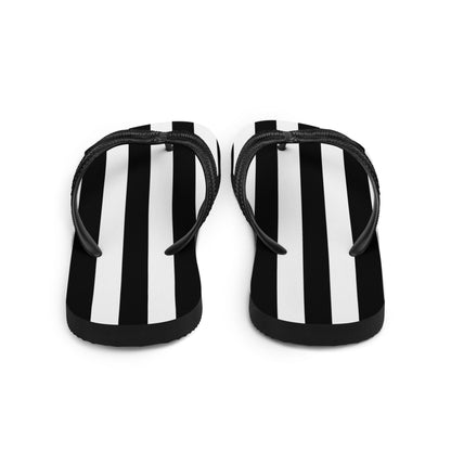 Black and White Striped Flip Flops