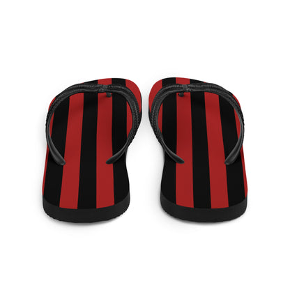 Black and Red Striped Flip Flops