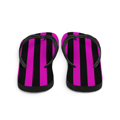 Black and Pink Striped Flip Flops